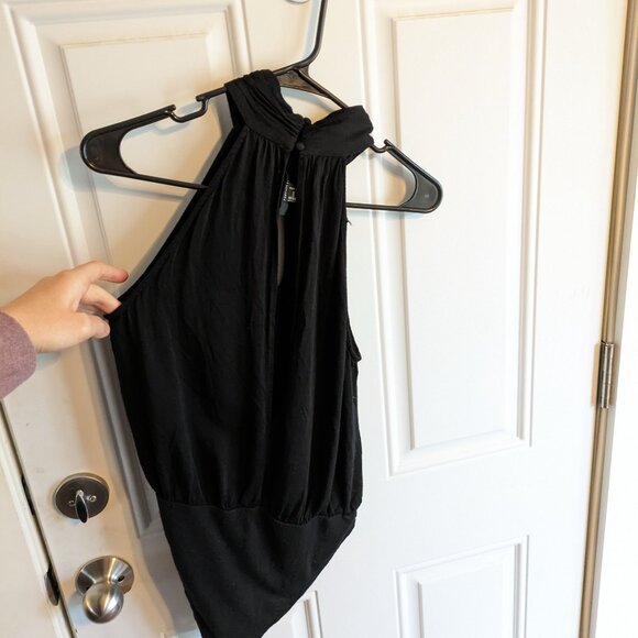 Forever21 Black Halter / Mock Neck Peek-a-Boo Cutout Bodysuit Size Medium - Picture 4 of 10